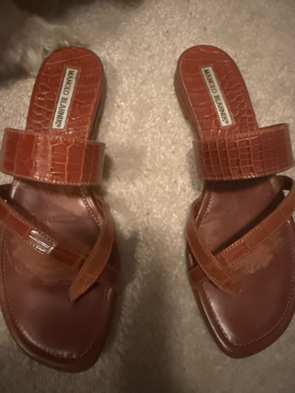 READ:Manolo Blahnik  Croc-Embossed sandals  (only fit 5.5 or 6 but says 7.5